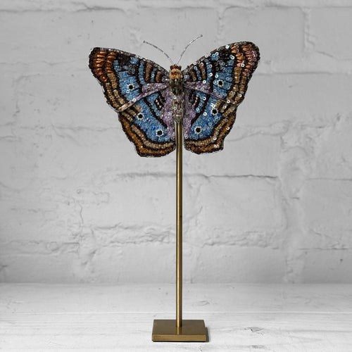 Hand-Beaded Anertia Butterfly on Stand by Trovelore
