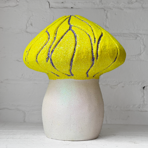 Grooved Glitter Mushroom in Neon Yellow & Grey