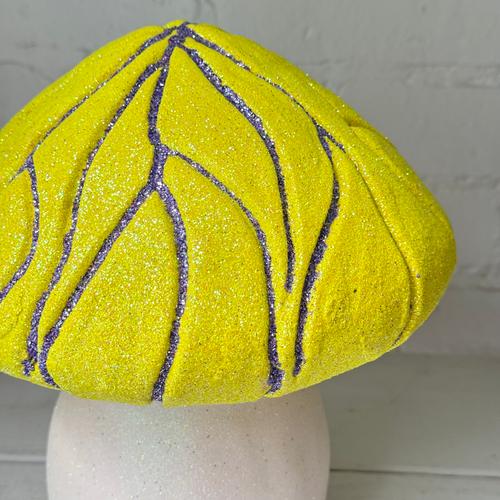 Grooved Glitter Mushroom in Neon Yellow & Grey