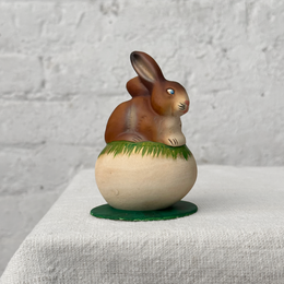 Ino Schaller Papier-Maché Bunny on a Beige Egg