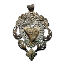 19th-century Italian Ex-Voto Sacred Silver Heart (No. 114)