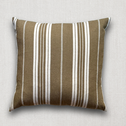 19th Century French Beige & White Ticking Pillow (#154)