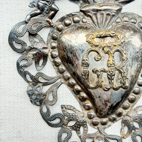 19th-century Italian Ex-Voto Sacred Silver Heart (No. 115)