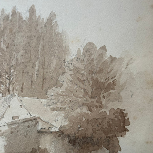 19th Century French Monochromatic Watercolor Painting by Alphonse Baril (#16)
