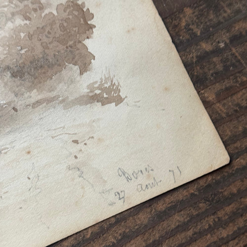 19th Century French Monochromatic Watercolor Painting by Alphonse Baril (#16)