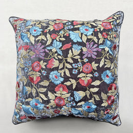 Connie Embroidered Silk Velvet Cushion in Graphite