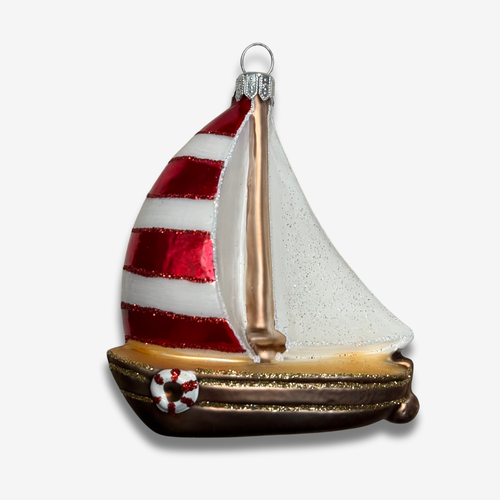 Red & White Sailboat Ornament