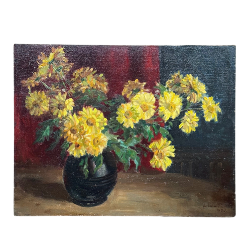 Mid 20th Century Dutch Yellow Floral Painting