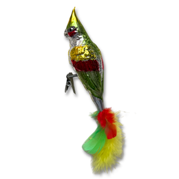 Nostalgic Large Clip-on Parrot Ornament with Feathers