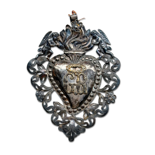 19th-century Italian Ex-Voto Sacred Silver Heart (No. 115)