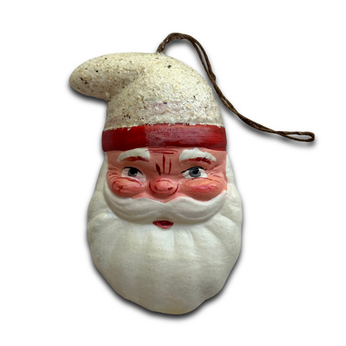 Nostalgic Papier-Mâché Santa Face with White Hat Ornament