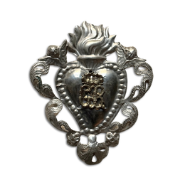 19th Century Italian Ex-Voto Sacred Silver Heart (No. 10)