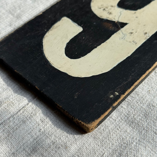 19th-century Hand-Painted Number "9" Wood Tile