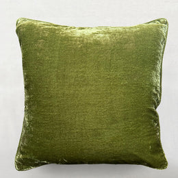 Plain Silk Velvet Cushion in Light Green