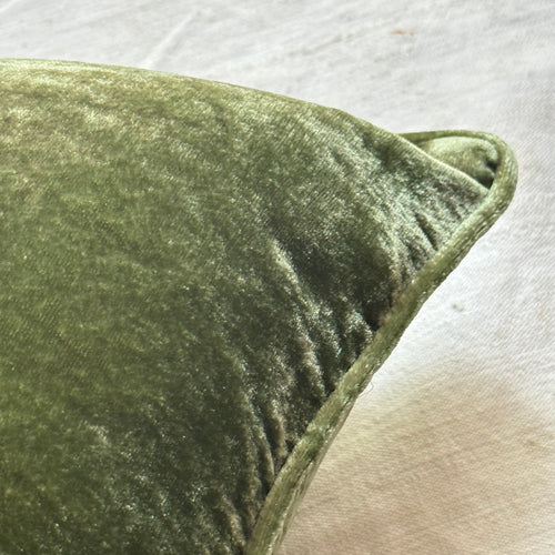 Plain Silk Velvet Cushion in Light Green