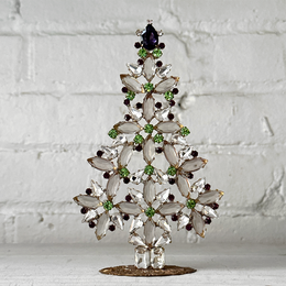 Crystal Jeweled Tree in Green & Navy