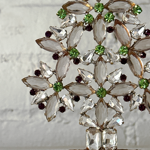 Crystal Jeweled Tree in Green & Navy