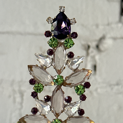 Crystal Jeweled Tree in Green & Navy