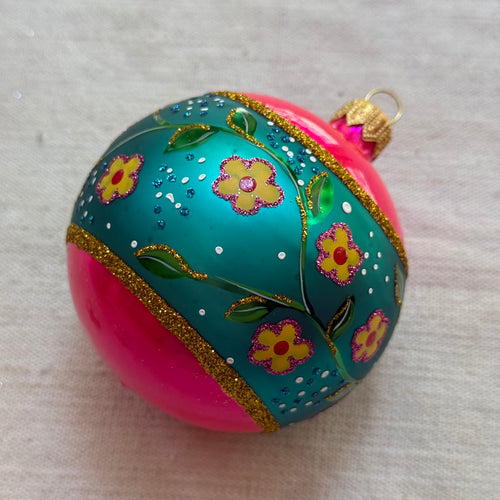 Retro Pink & Green Reflector Ornament