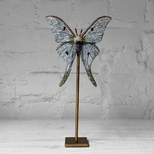 Hand-Beaded Moon Moth on Stand by Trovelore