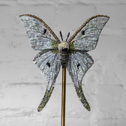 Hand-Beaded Moon Moth on Stand by Trovelore