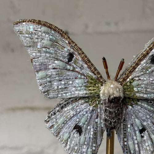 Hand-Beaded Moon Moth on Stand by Trovelore