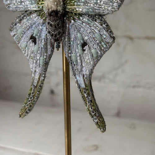 Hand-Beaded Moon Moth on Stand by Trovelore