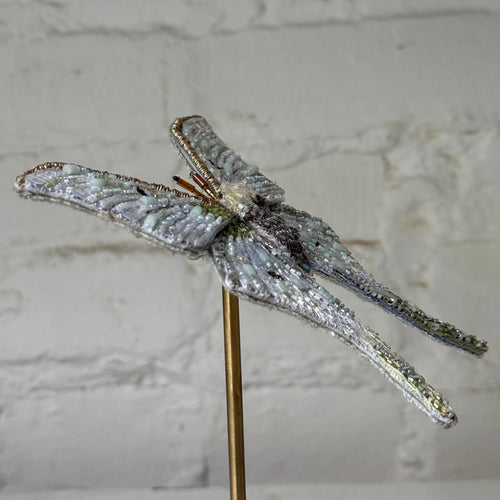 Hand-Beaded Moon Moth on Stand by Trovelore