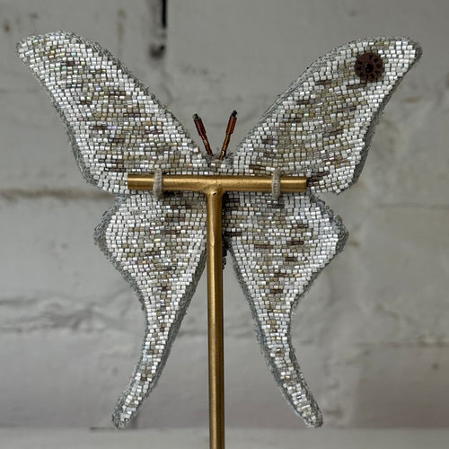 Hand-Beaded Moon Moth on Stand by Trovelore