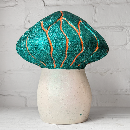 Grooved Glitter Mushroom in Teal & Orange