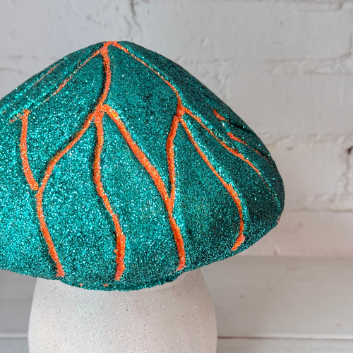 Grooved Glitter Mushroom in Teal & Orange