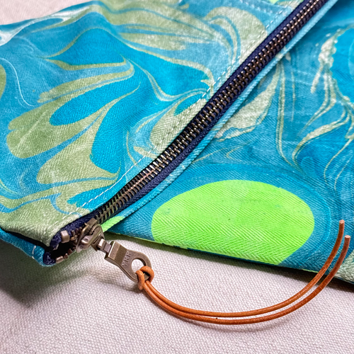 Hand Marbled One-of-a-Kind Zipper Pouch (#P10)