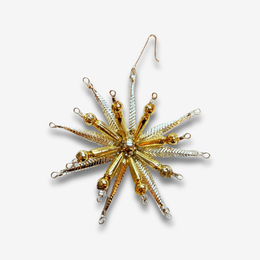 Beaded Gold & Silver Star Ornament