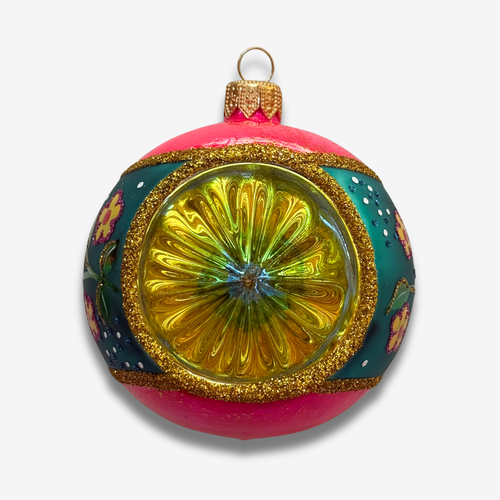Retro Pink & Green Reflector Ornament