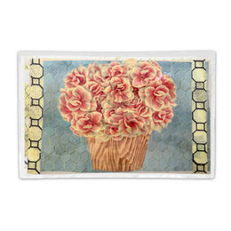 One-of-a-Kind Collaged Potted Bouquet of Pink Flowers Mat (#16)