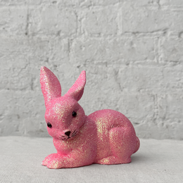 Ino Schaller Small Lying Glitter Bunny in Rose