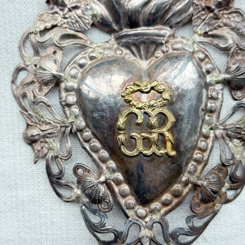 19th-century Italian Ex-Voto Sacred Silver Heart (No. 116)