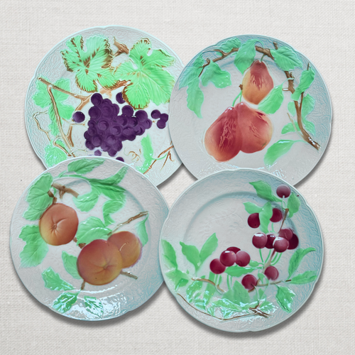Set of 4 Early 20th Century French Fruit Plates