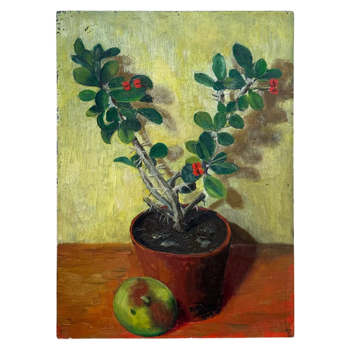 Mid 20th Century Dutch Potted Plant Still Life Painting