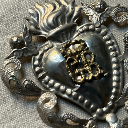 19th Century Italian Ex-Voto Sacred Silver Heart (No. 10)