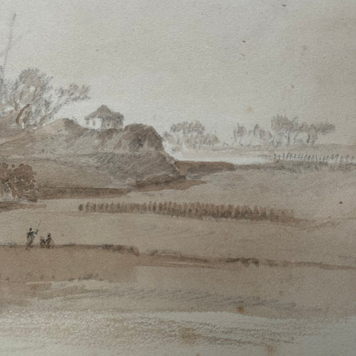 19th Century French Monochromatic Watercolor Painting by Alphonse Baril (#90)