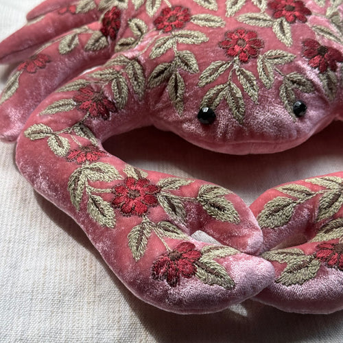 Moira Embroidered Silk Velvet Crab in Cyclamen