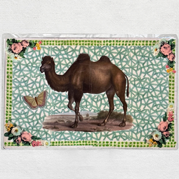 One of a Kind Collaged Camel Mat (#617)