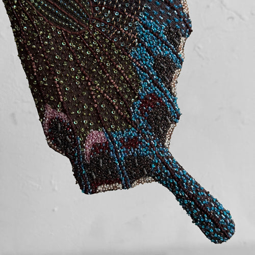 Hand-Beaded Peacock Swallowtail Butterfly on Stand by Trovelore