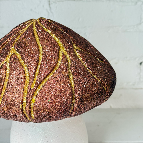 Grooved Glitter Mushroom in Brown & Gold