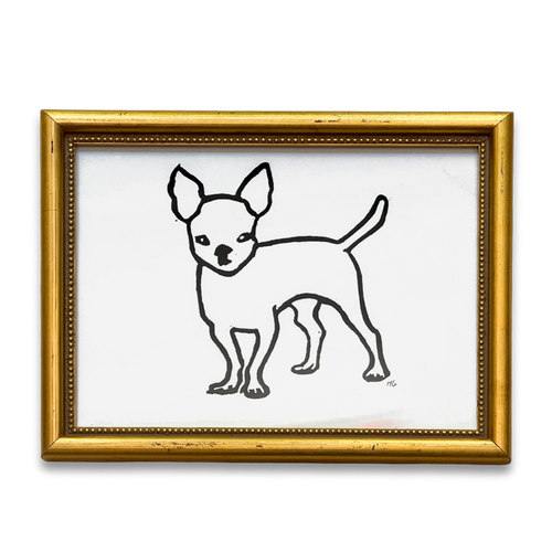 Hugo Guinness "Chihuahua" Linocut in a Vintage Frame