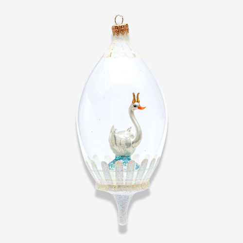 Swan With Crown In Globe Ornament