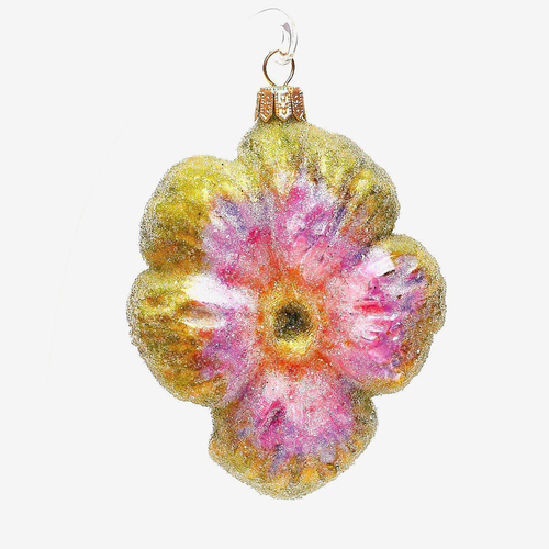 Green & Pink Pansy Blossom Ornament
