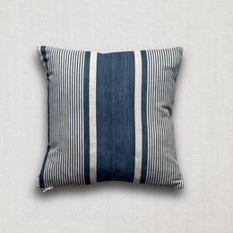 19th Century French Blue & White Ticking Pillow (#175)