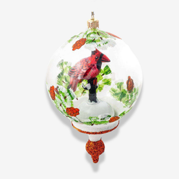 Red Cardinal Bird In Globe Ornament